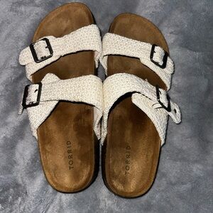 Torrid Women's Cream Macrame Double-Buckle Sandals